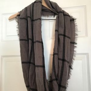 Grey and Black Knit Infinity Scarf